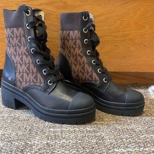 Michael Kors Brea Combat Boots Logo Jacquard